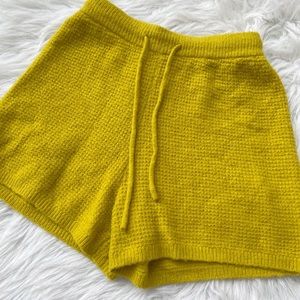 Anthropologie | Saturday Sunday High Waisted Yellow Cozy Knit Sweater Shorts